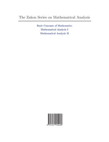 Mathematical Analysis I, 2004a