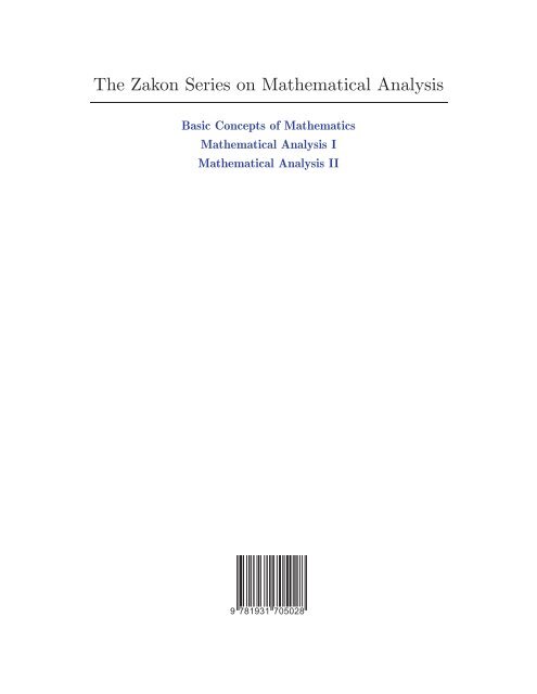 Mathematical Analysis I, 2004a