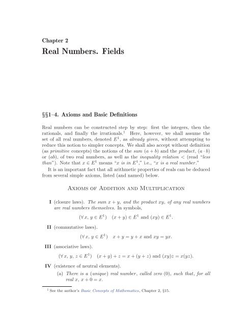 Mathematical Analysis I, 2004a