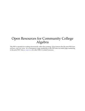 Open Resources for Community College Algebra, 2018a