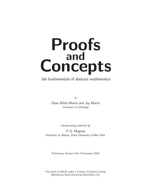 Proofs and Concepts- The Fundamentals of Abstract Mathematics, 2013a