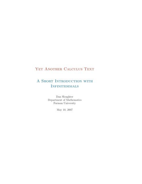 Yet Another Calculus Text, 2007a