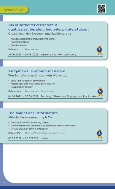 Schulungen & Trainings für Mitarbeitervertretung 2022