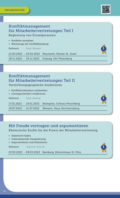 Schulungen & Trainings für Mitarbeitervertretung 2022