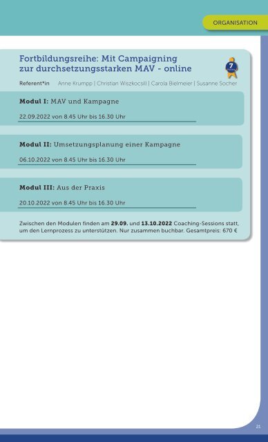 Schulungen & Trainings für Mitarbeitervertretung 2022