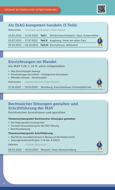 Schulungen & Trainings für Mitarbeitervertretung 2022