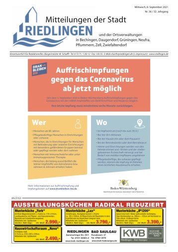 Amtliches Mitteilungsblatt Riedlingen 08.09.2021