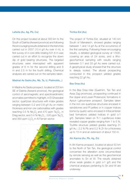 Annual Report 2008 - Office National des Hydrocarbures et des Mines