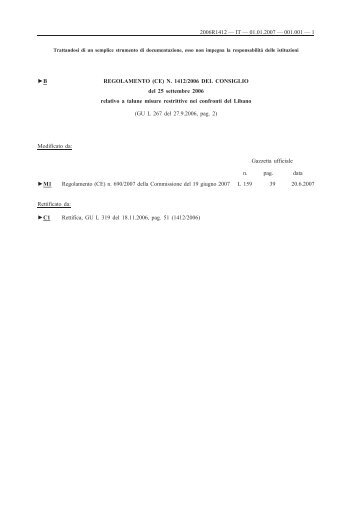 B REGOLAMENTO (CE) N. 1412/2006 DEL CONSIGLIO ... - EUR-Lex