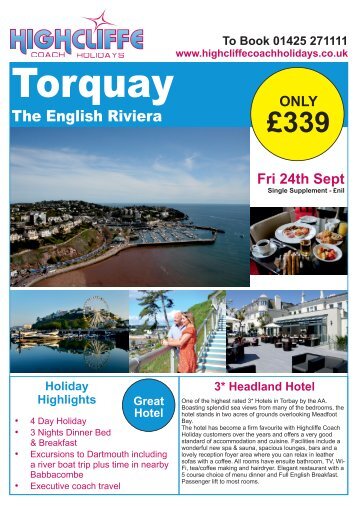 Highcliffe Coach Holidays- holidays coming up soon