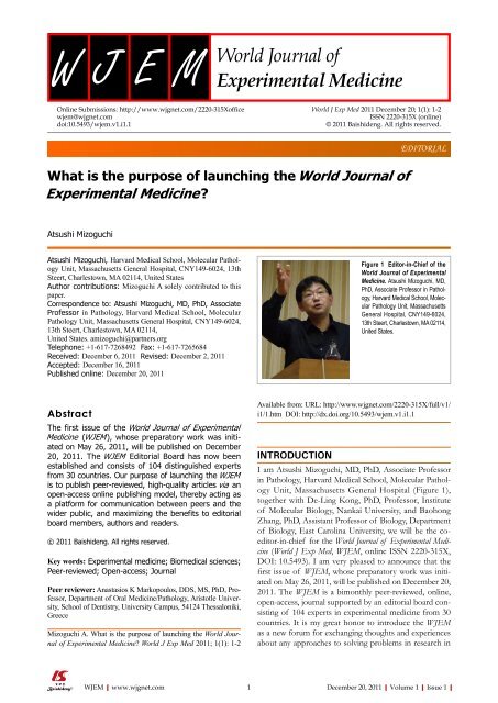 World Journal of Experimental Medicine