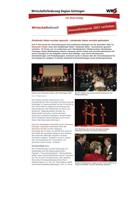 Sonder-Newsletter "Innovationspreis 2007" - Wirtschaftsförderung ...