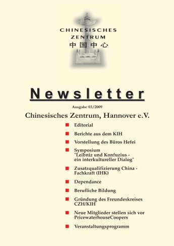 Newsletter - Chinesisches Zentrum, Hannover eV