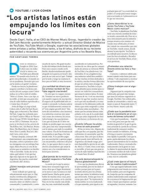 Billboard Bolivia N1 Septiembre 2021