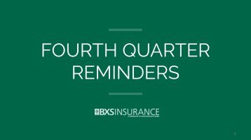 Fourth Quarter Reminders