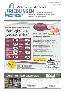 Amtliches Mitteilungsblatt Riedlingen 15.09.2021