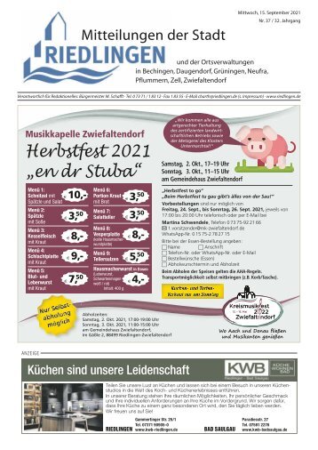 Amtliches Mitteilungsblatt Riedlingen 15.09.2021
