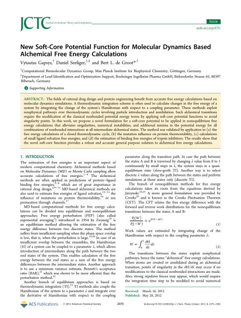 New Soft-Core Potential Function for Molecular Dynamics Based ...