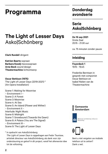 2021 09 16 The Light of Lesser Days - Asko|Schönberg