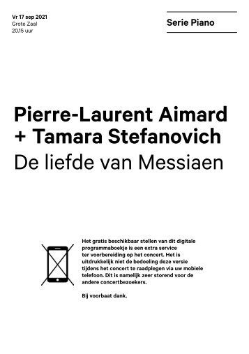 2021 09 17 Pierre-Laurent Aimard + Tamara Stefanovich - De liefde van Messiaen