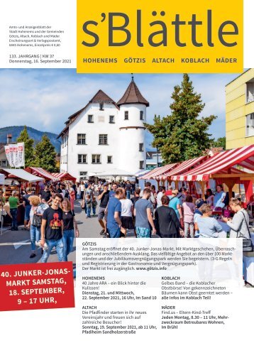 s'Blättle Nr. 36 - Do, 16. September 2021