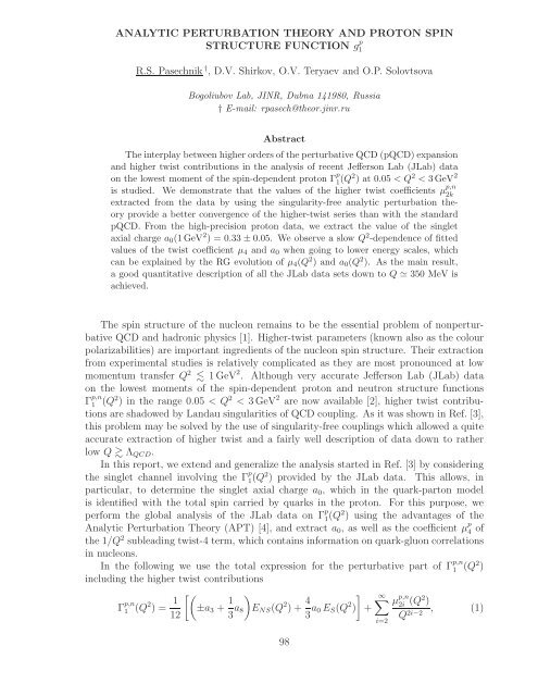 References - Bogoliubov Laboratory of Theoretical Physics - JINR