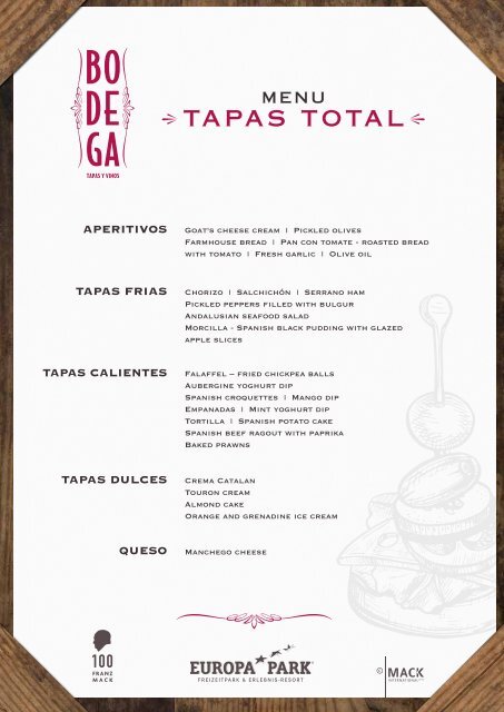 Europa-Park Tapas Total Menu