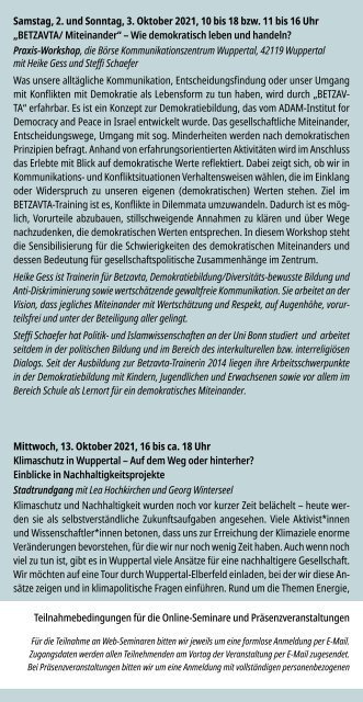 Klimagerechtigkeit: hier und JETZT! Veranstaltungsprogramm 2021/2