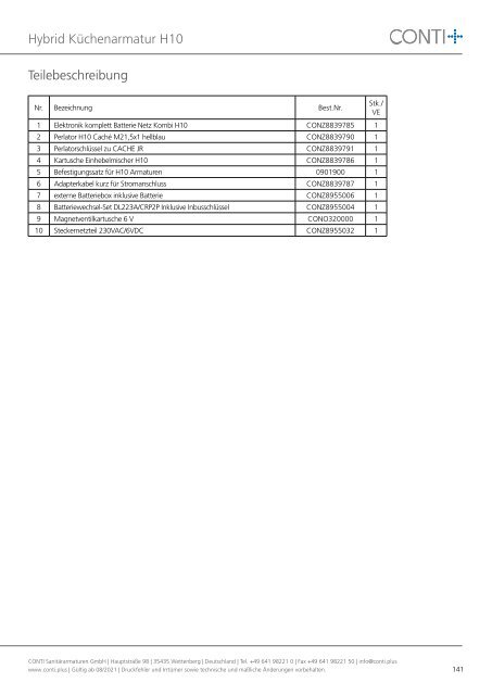 CONTI+ Ersatzteilliste DE