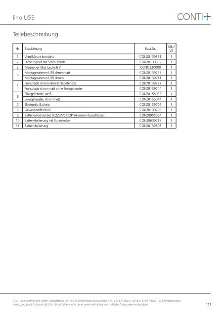 CONTI+ Ersatzteilliste DE