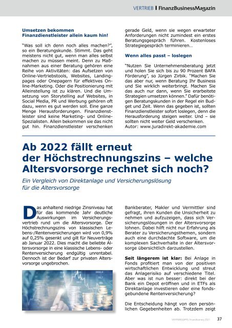 Vertriebsgipfel - FinanzBusiness 2021