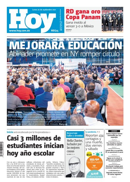 Edición impresa, HOY, lunes 20 de septiembre 2021