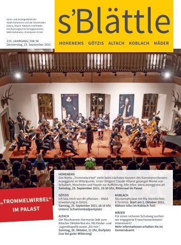 s'Blättle Nr. 38 - Do, 23. September 2021