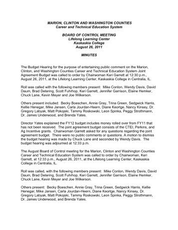 CTES Board of Control Minutes August 26, 2011