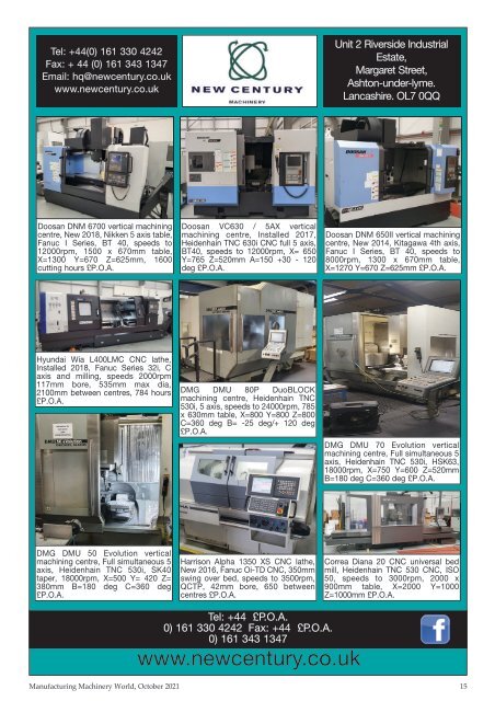 Manufacturing Machinery World October 2021