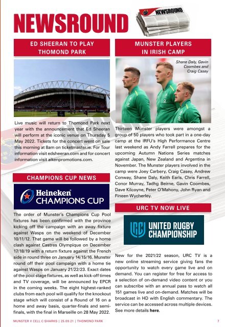 Munster Rugby v Cell C Sharks Match Programme