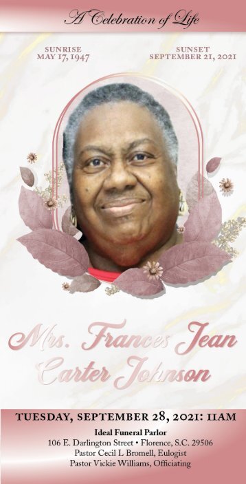 Mrs. Frances Johnson Memorial Program