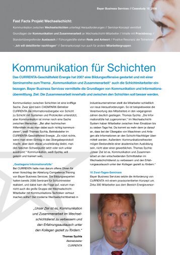 Kommunikation für Schichten - Competence Training der Bayer ...