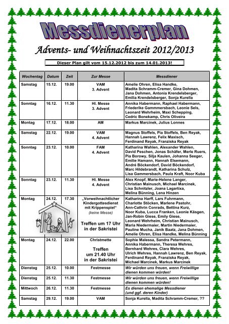 Advents- und Weihnachtszeit 2012/2013 - Messdiener Hl ...