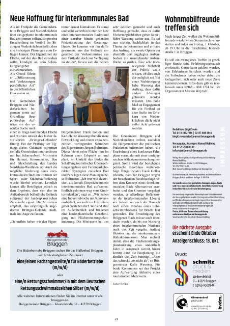 Stadtjournal Brüggen September:Oktober 2021