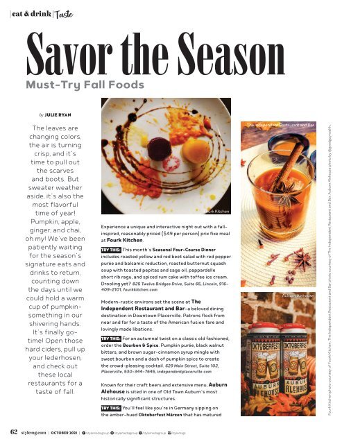 Style Magazine - October - El Dorado County Foothills - 2021
