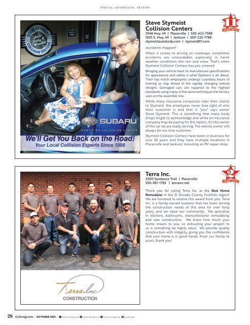 Style Magazine - October - El Dorado County Foothills - 2021
