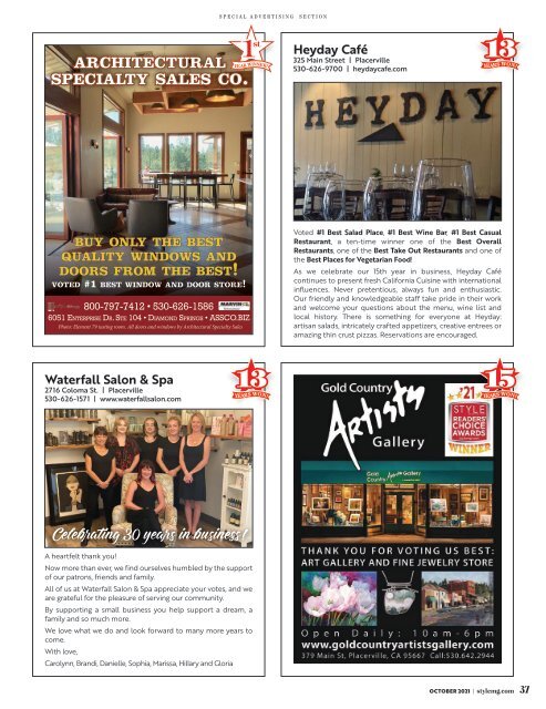 Style Magazine - October - El Dorado County Foothills - 2021