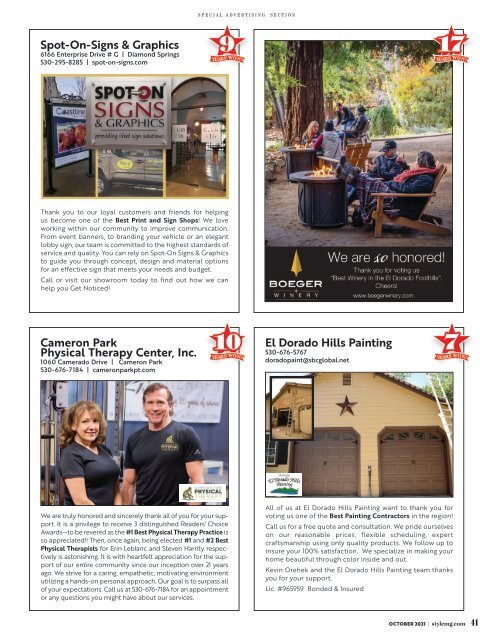 Style Magazine - October - El Dorado County Foothills - 2021