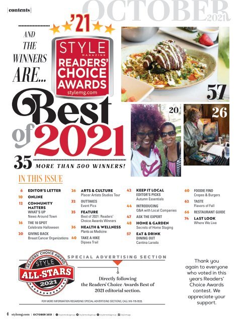 Style Magazine - Readers Choice Awards - Roseville Granite Bay Rocklin 2021