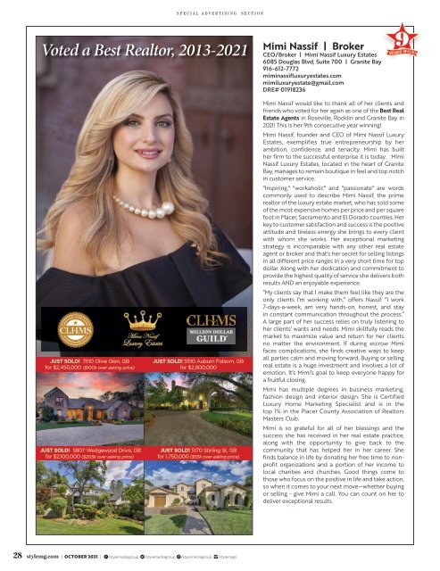 Style Magazine - Readers Choice Awards - Roseville Granite Bay Rocklin 2021