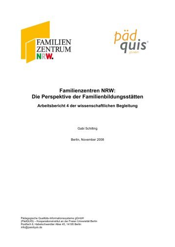 Die Perspektive der Familienbildungsstätten - PädQUIS Projekt ...