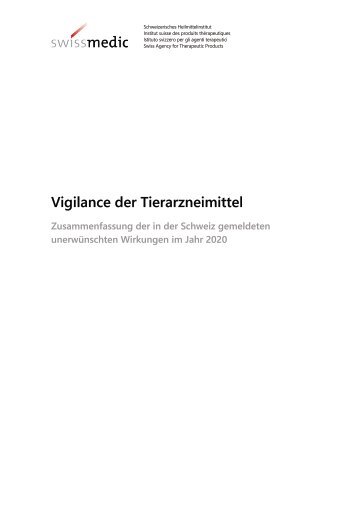 Unerwünschten Wirkungen von Tierarzneimitteln im Jahr 2020