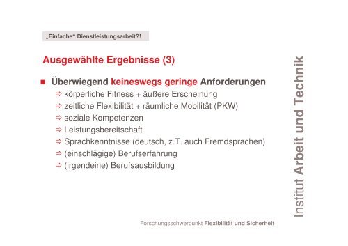 Einfache Dienstleistungsarbeit - Institut Arbeit und Qualifikation