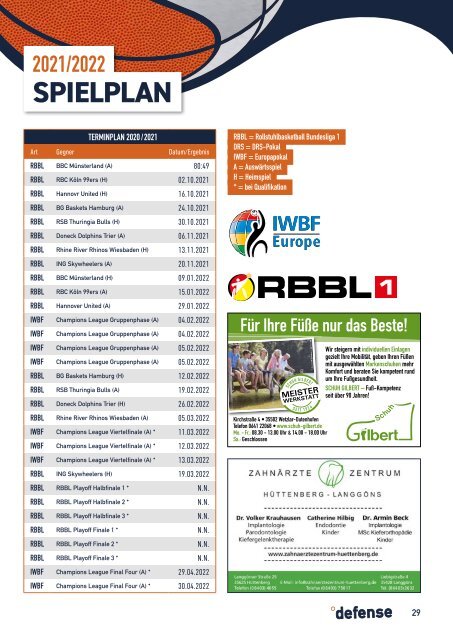 RSV-Lahn-Dill defense #1 Saison 2021/2022